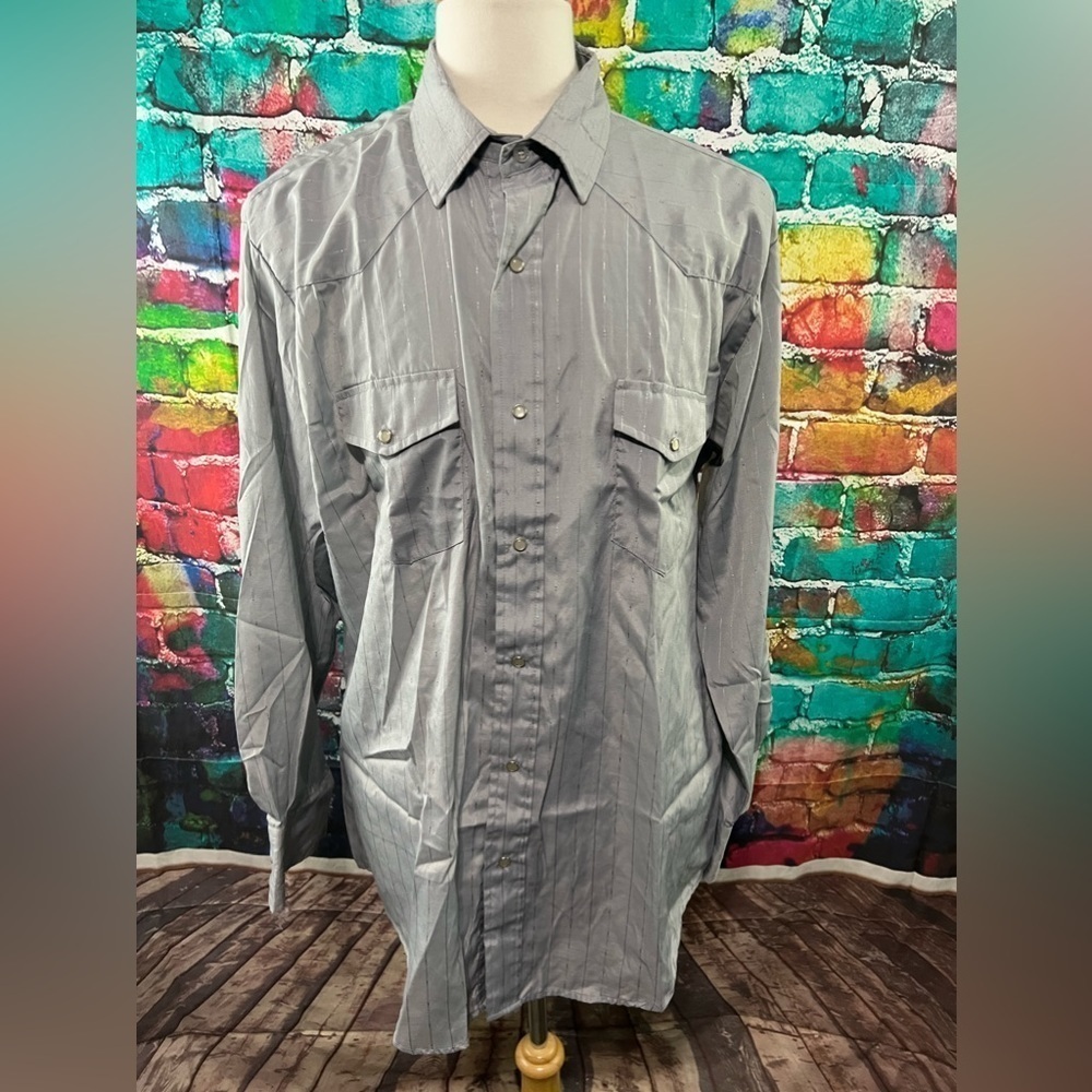 Roper Pearl Snap Shirt Cotton Poly Blend XL grey
